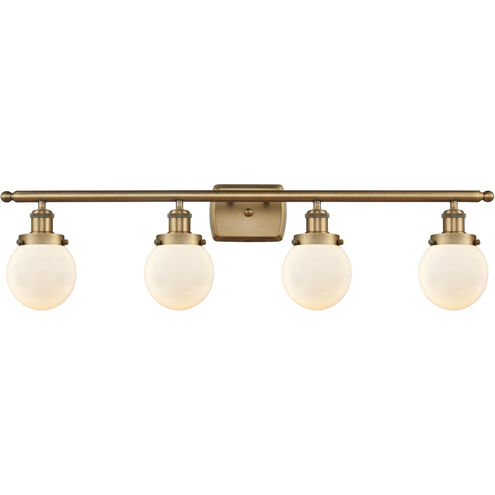 Ballston Beacon 4 Light 36 inch Brushed Brass Bath Vanity Light Wall Light in Matte White Glass