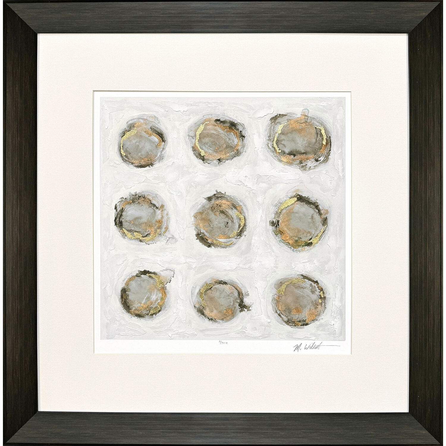 Ennead Gray and Blue and Brown and Metallic Framed Art