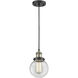 Franklin Restoration Beacon LED 6 inch Black Antique Brass Mini Pendant Ceiling Light in Clear, Franklin Restoration