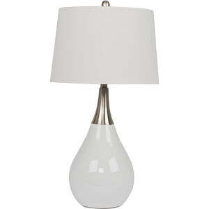 Bejamin 26.5 inch 100 watt Gloss White and Brushed Polished Nickel Table Lamp Portable Light