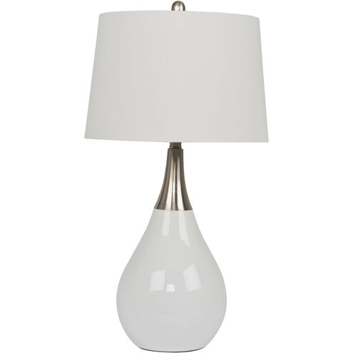 Bejamin 26.5 inch 100 watt Gloss White and Brushed Polished Nickel Table Lamp Portable Light