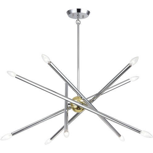 Soho 10 Light 28 inch Polished Chrome with Polished Brass Accents Chandelier Ceiling Light