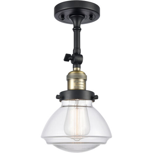 Franklin Restoration Olean 1 Light 7 inch Black Antique Brass Sconce Wall Light in Clear Glass, Franklin Restoration