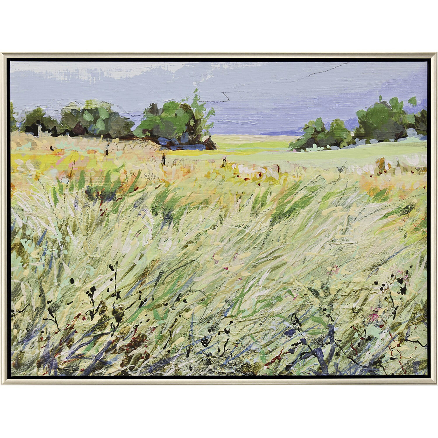 Wild Meadow Green and Blue and Multi and Yellow Canvas