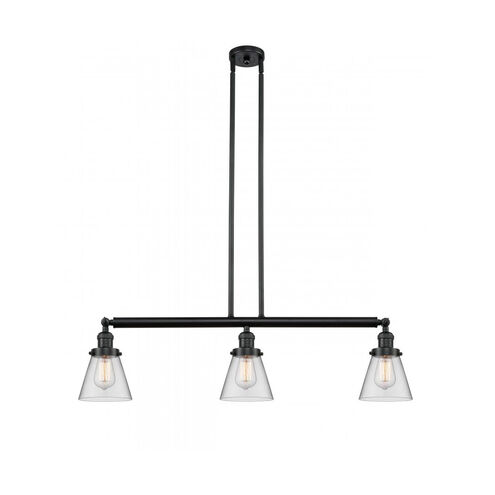 Franklin Restoration Small Cone LED 39 inch Matte Black Island Light Ceiling Light in Clear Glass, Franklin Restoration