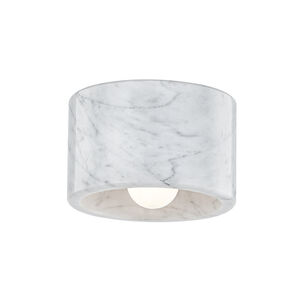 Loris 1 Light 7 inch Polished Nickel Flush Mount / Wall Light Ceiling Light in White Marble