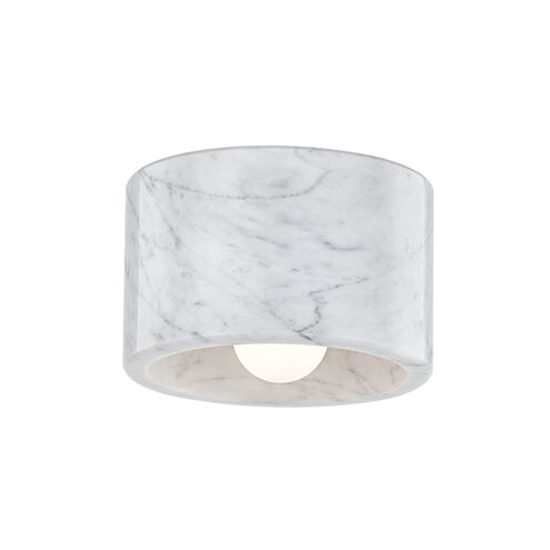 Loris 1 Light 7 inch Polished Nickel Flush Mount / Wall Light Ceiling Light in White Marble