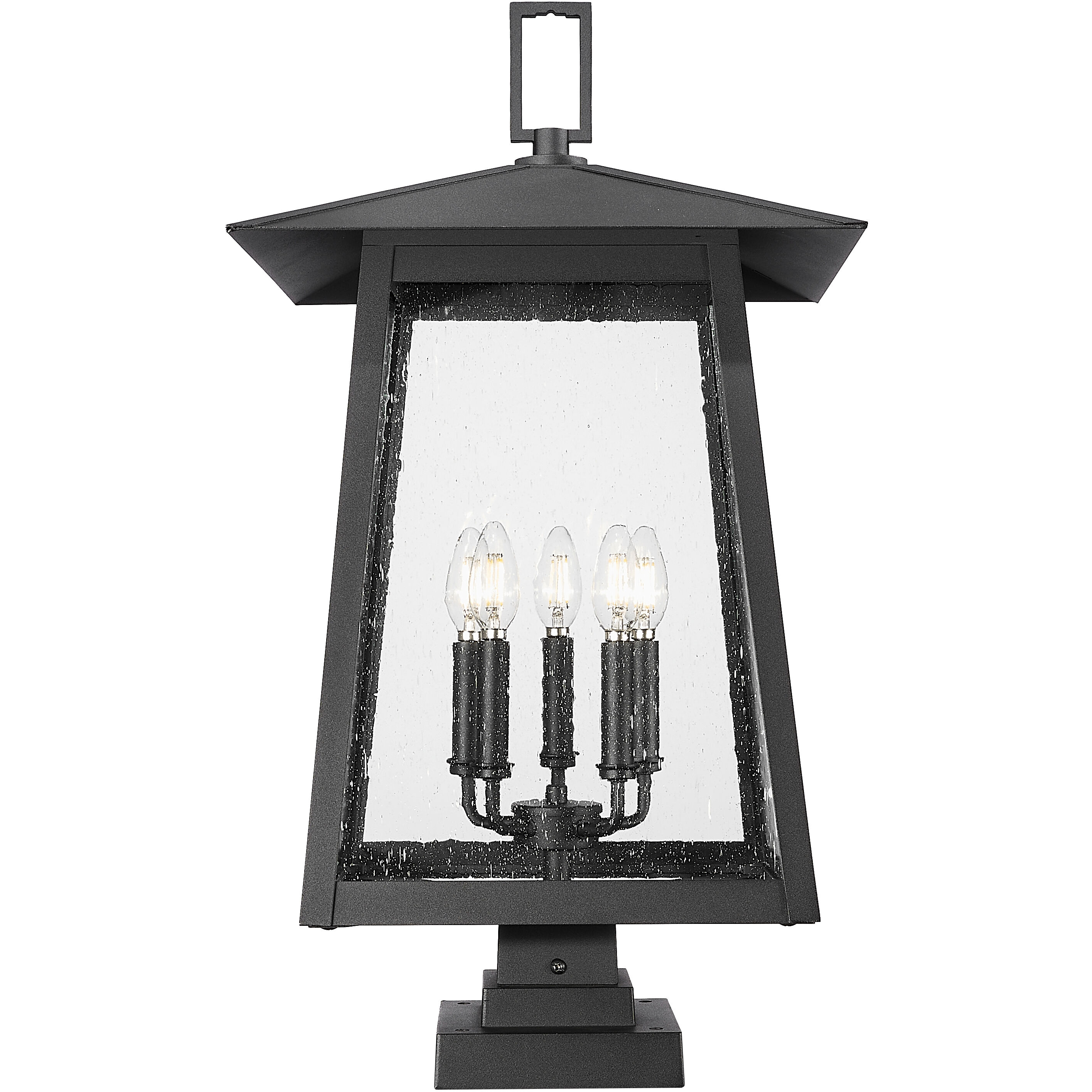 Rainer 5 Light 28.5 inch Black Outdoor Pier Mounted Fixture in G9