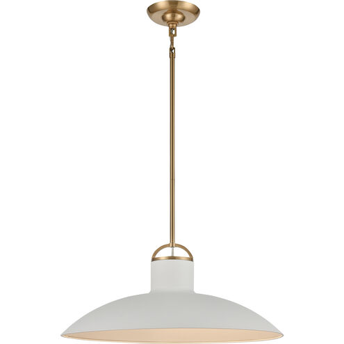 Surf 1 Light 20 inch Textured White with Satin Brass Pendant Ceiling Light