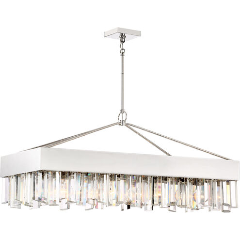 CUSPIS 8 Light 15 inch Polished Nickel with Hexognal Crystal Chandelier Ceiling Light 