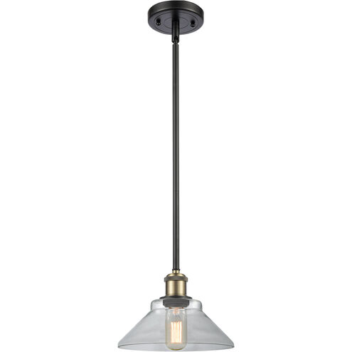 Ballston Orwell LED 8 inch Black Antique Brass Pendant Ceiling Light in Clear Glass, Ballston