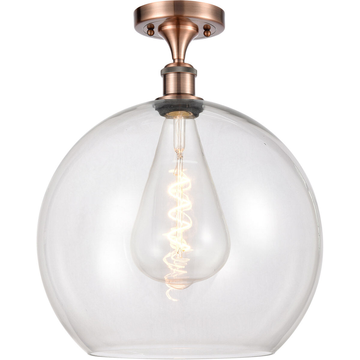 Ballston Athens 1 Light 14 inch Antique Copper Semi-Flush Mount Ceiling Light in Clear Glass