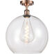 Ballston Athens 1 Light 14 inch Antique Copper Semi-Flush Mount Ceiling Light in Clear Glass