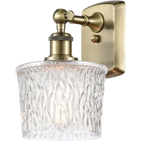 Ballston Niagra LED 7 inch Antique Brass Sconce Wall Light in Clear Glass, Ballston
