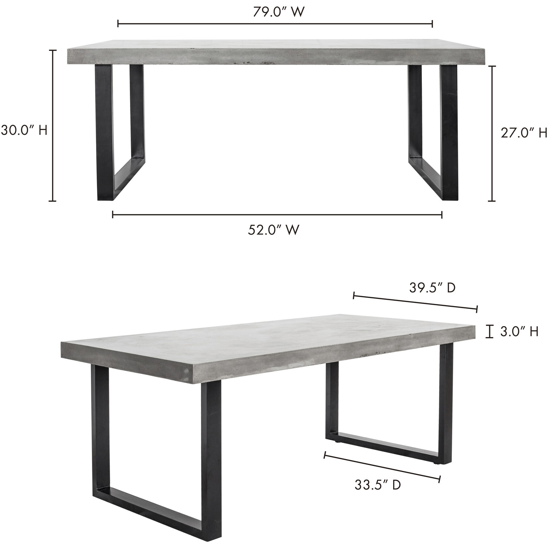 Jedrik 79 X 39.5 inch Grey Outdoor Dining Table, Large