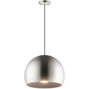 Palla LED 15.75 inch Satin Nickel and Black Single Pendant Ceiling Light in Black/Satin Brass