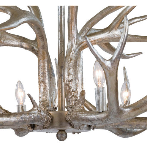 Antler 6 Light 33 inch Silver Leaf Chandelier Ceiling Light