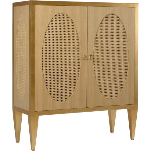 Petite Caned Brown and Gold Bar Cabinet