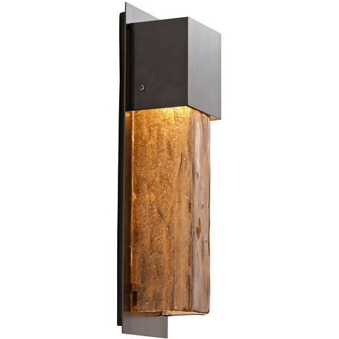 Outdoor Square Motif 1 Light 23 inch Textured Black Outdoor Sconce in GU10 Halogen, Frosted Granite, Tall Square