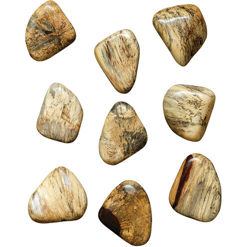 Pebbles Natural Blonde Wood Wall Decor, Set of 9