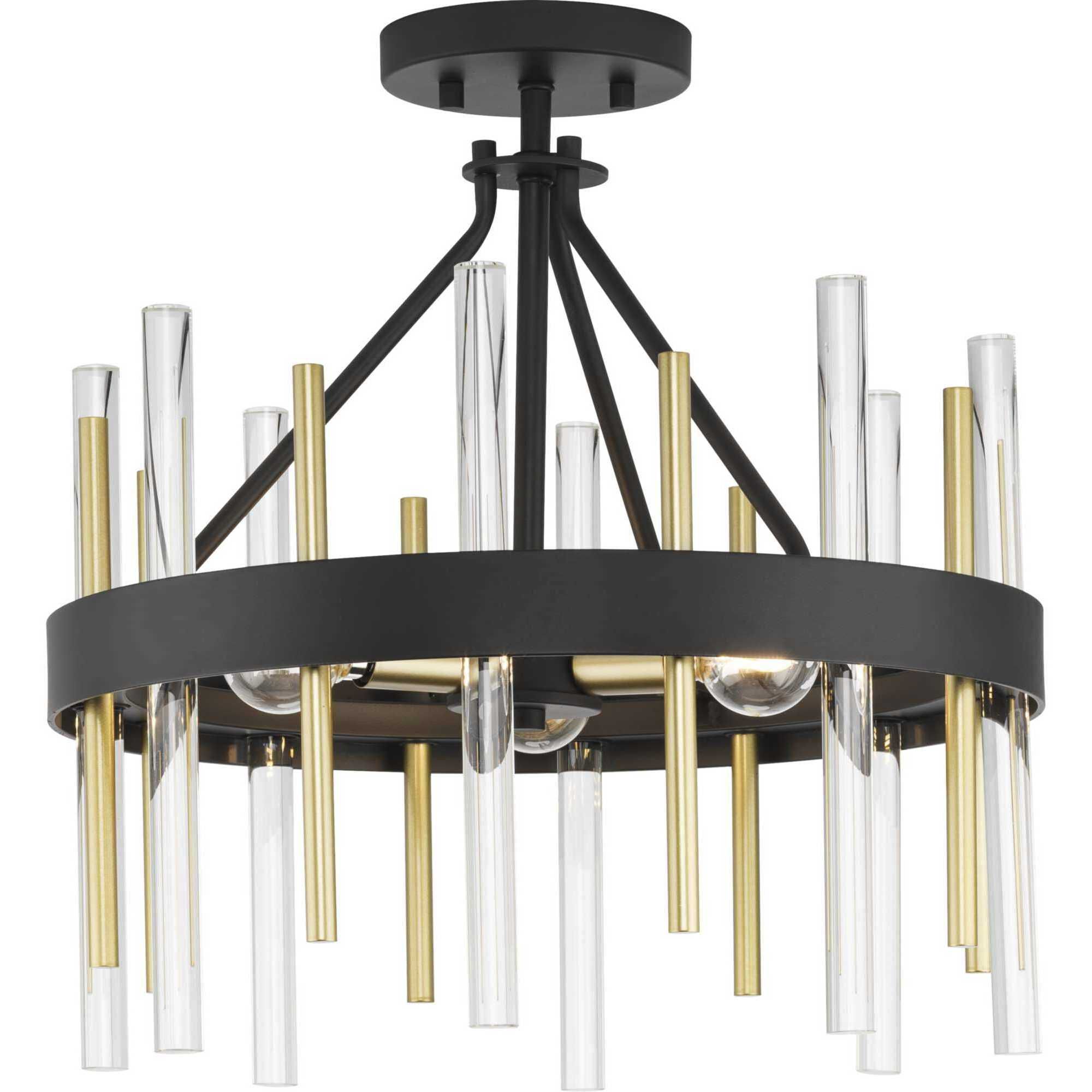 Orrizo 3 Light 16 inch Matte Black Semi-Flush Mount Convertible Ceiling Light, Design Series