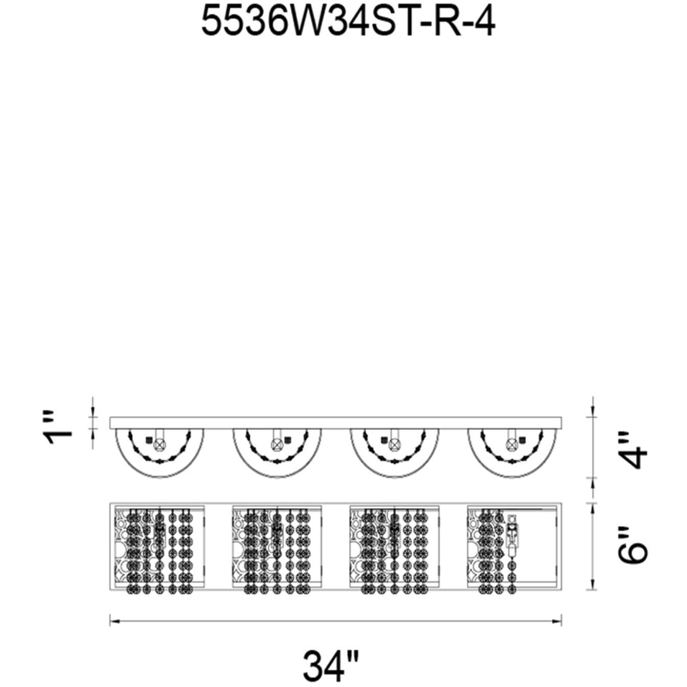 Bubbles 4 Light 34 inch Chrome Vanity Light Wall Light