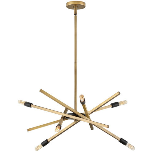 Archer 6 Light 26 inch Heritage Brass with Black Indoor Chandelier Ceiling Light