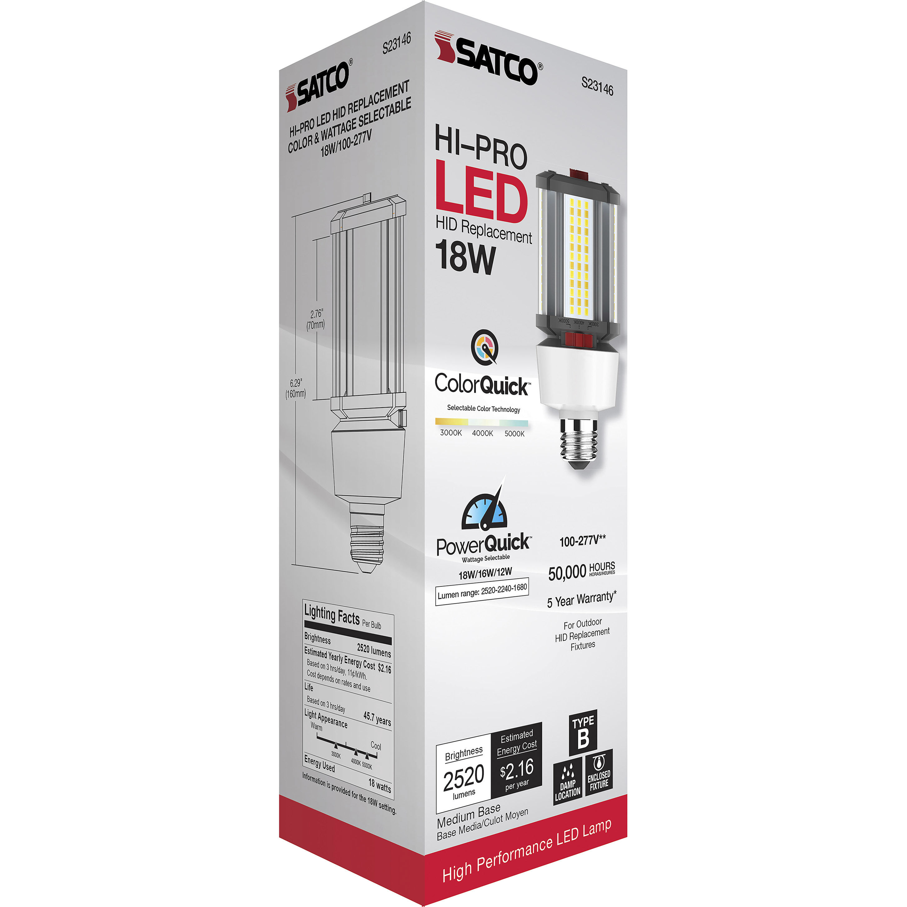 Hi-Pro LED LED 18.00 watt 3000K HID Replacements