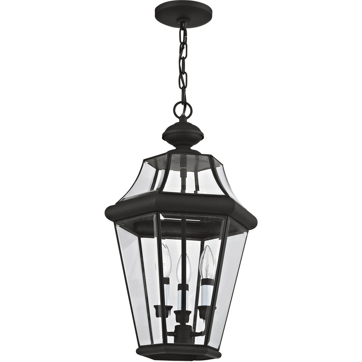 Georgetown 3 Light 13 inch Black Outdoor Pendant Lantern