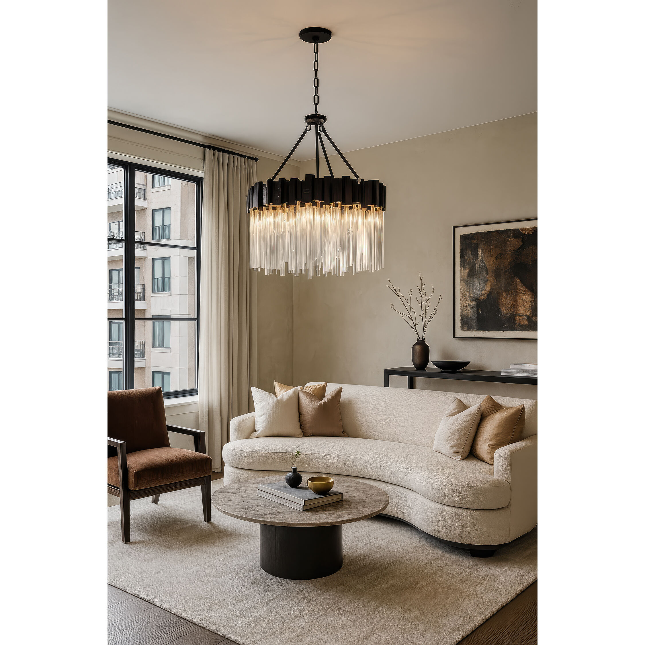 Matrix 9 Light 25 inch Matte Black and French Gold Chandelier Ceiling Light in Matte Black/French Gold