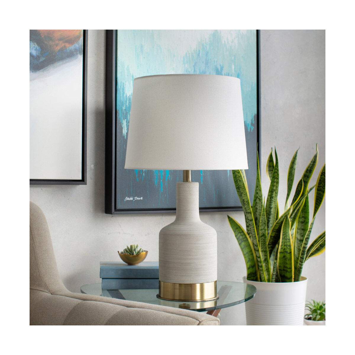 Brae 27 inch 100 watt Gray Table Lamp Portable Light