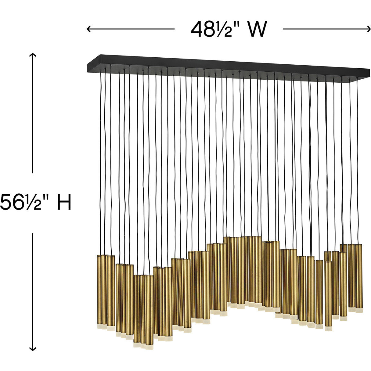 Harmony LED 48 inch Heritage Brass Chandelier Ceiling Light, Linear & Oval
