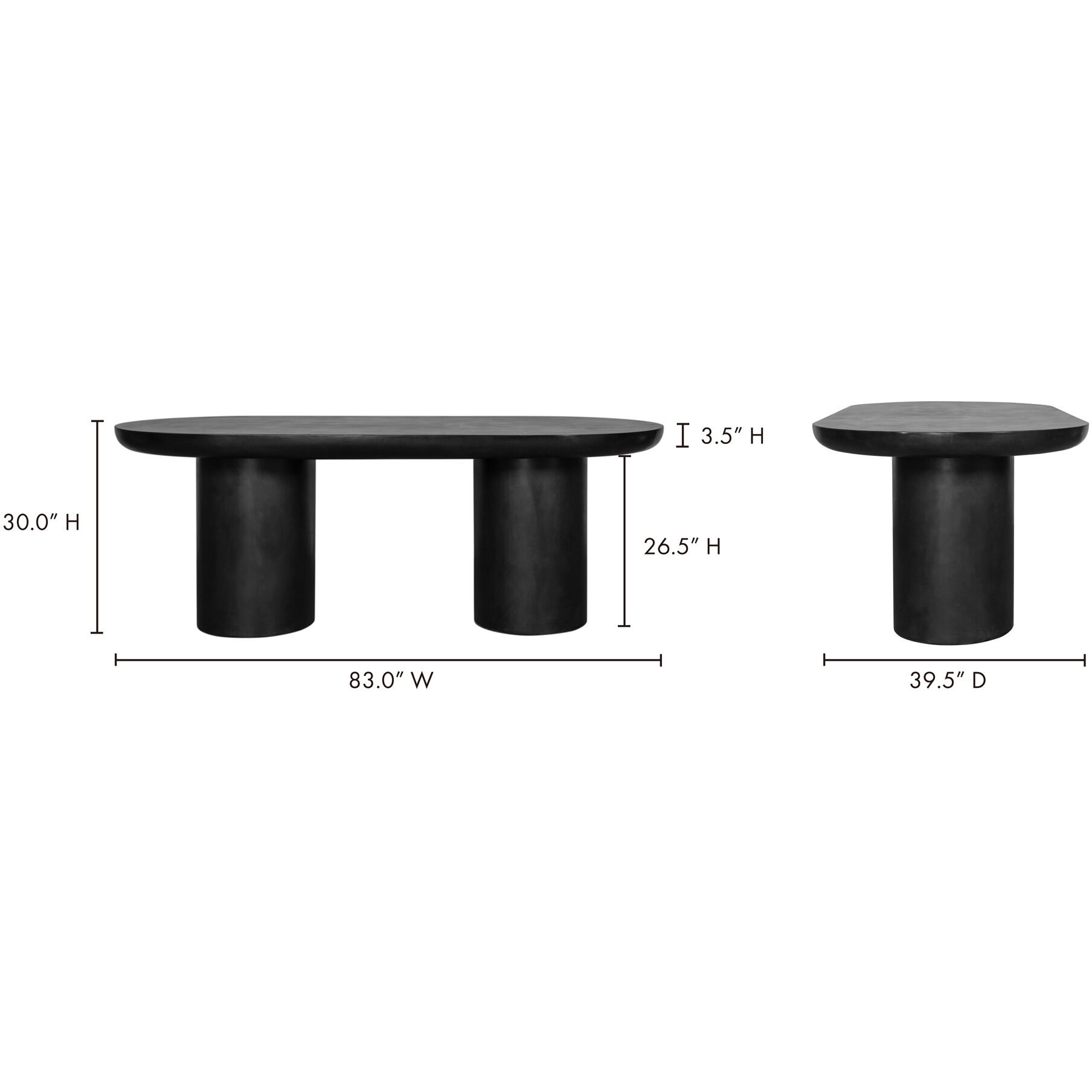 Rocca 83 X 39.5 inch Black Dining Table, Outdoor