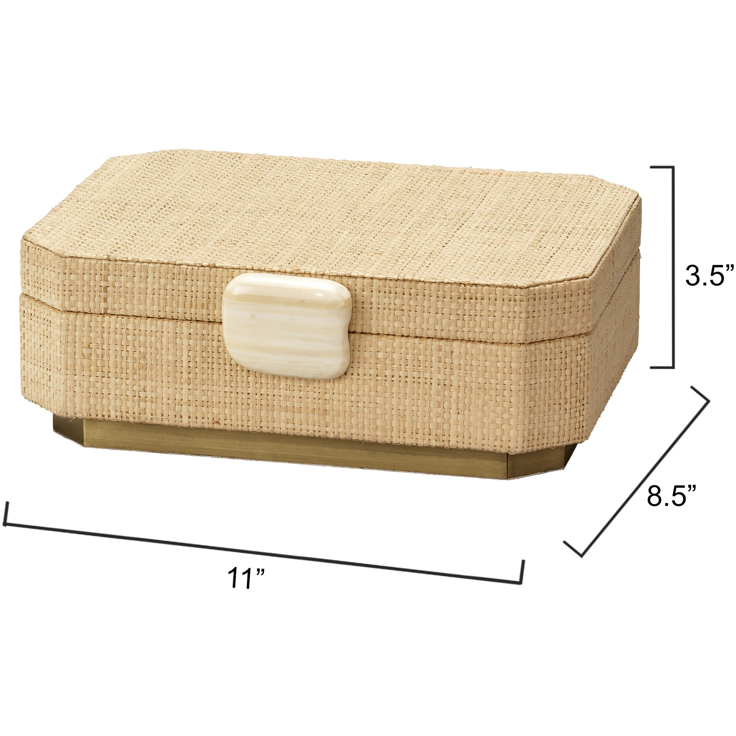 Eden 11 inch Natural Raffia and Ivory Bone Box