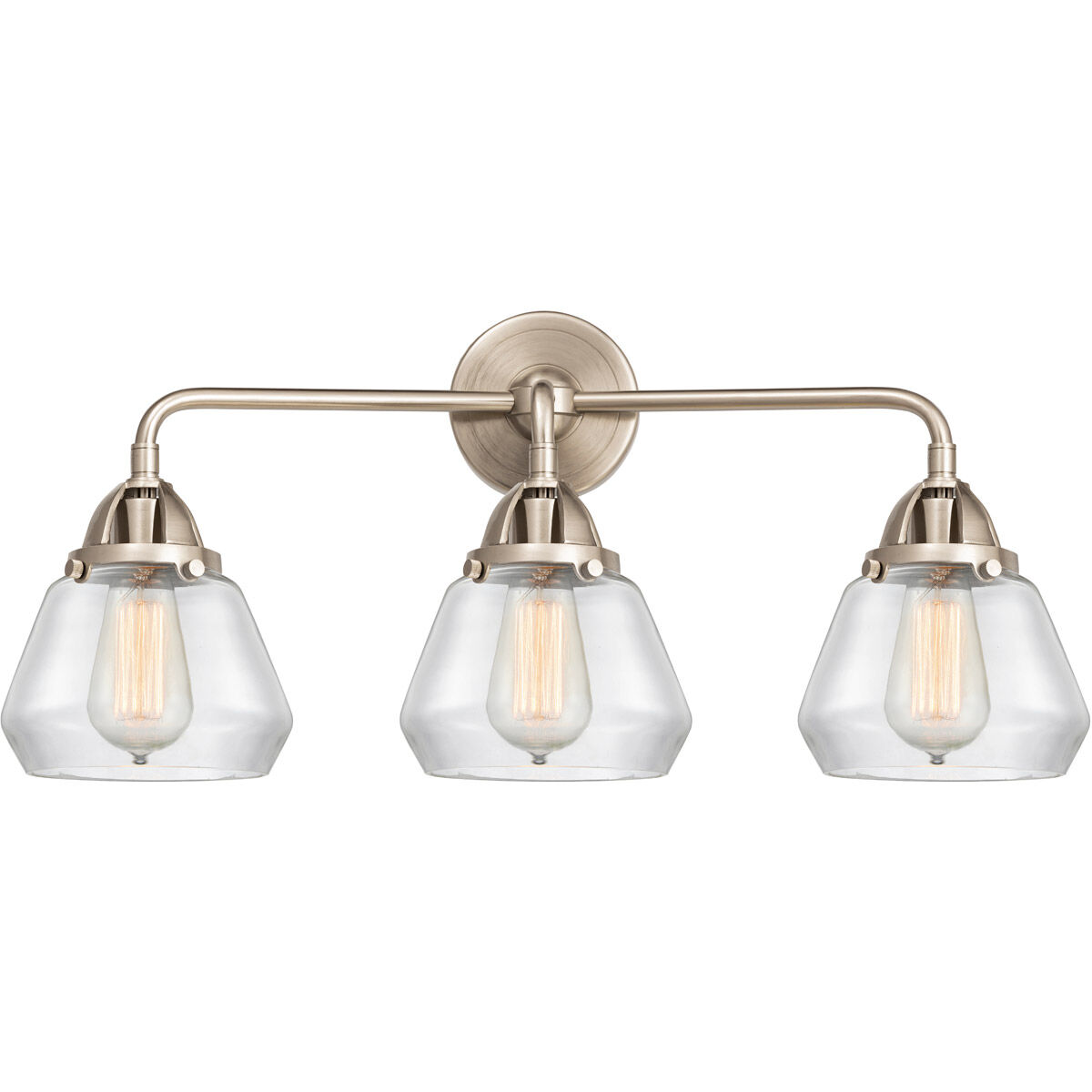 Nouveau 2 Fulton 3 Light 25 inch Brushed Satin Nickel Bath Vanity Light Wall Light in Clear Glass