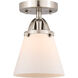 Nouveau 2 Small Cone 1 Light 6 inch Brushed Satin Nickel Semi-Flush Mount Ceiling Light in Matte White Glass