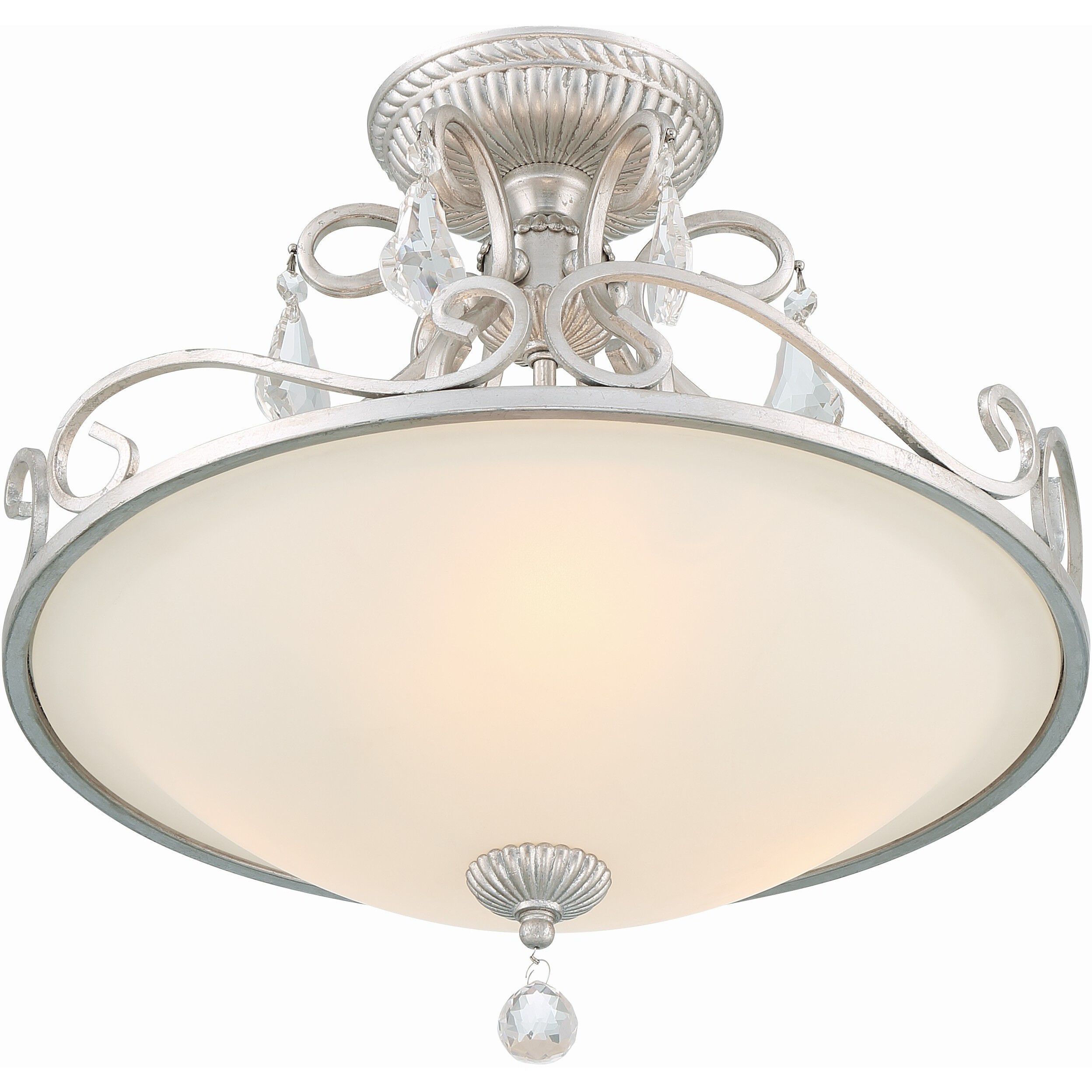 Ashton 3 Light 16.5 inch Olde Silver Semi Flush Ceiling Light in Clear Hand Cut