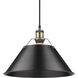 Yep Orwell 1 Light 14 inch Aged Brass Pendant Ceiling Light in Matte Black, Large