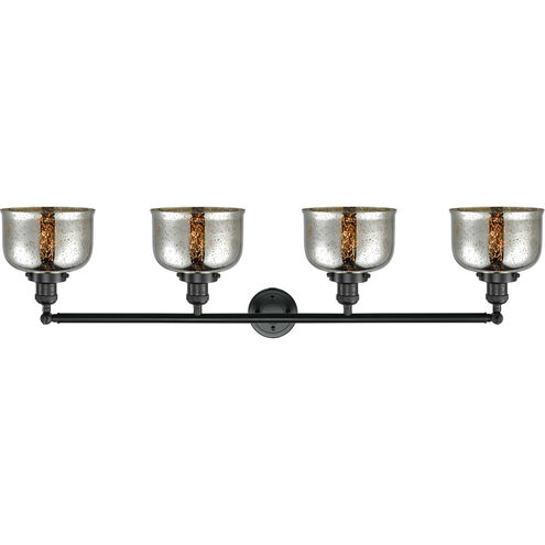 Franklin Restoration Large Bell LED 45 inch Matte Black Bath Vanity Light Wall Light in Silver Plated Mercury Glass, Franklin Restoration
