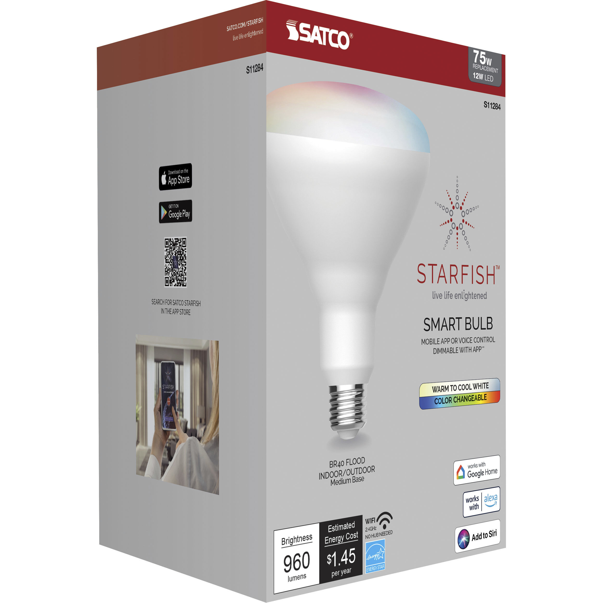 Starfish IOT LED BR40 E26 12.00 watt 120V 2700K-5000K Bulb