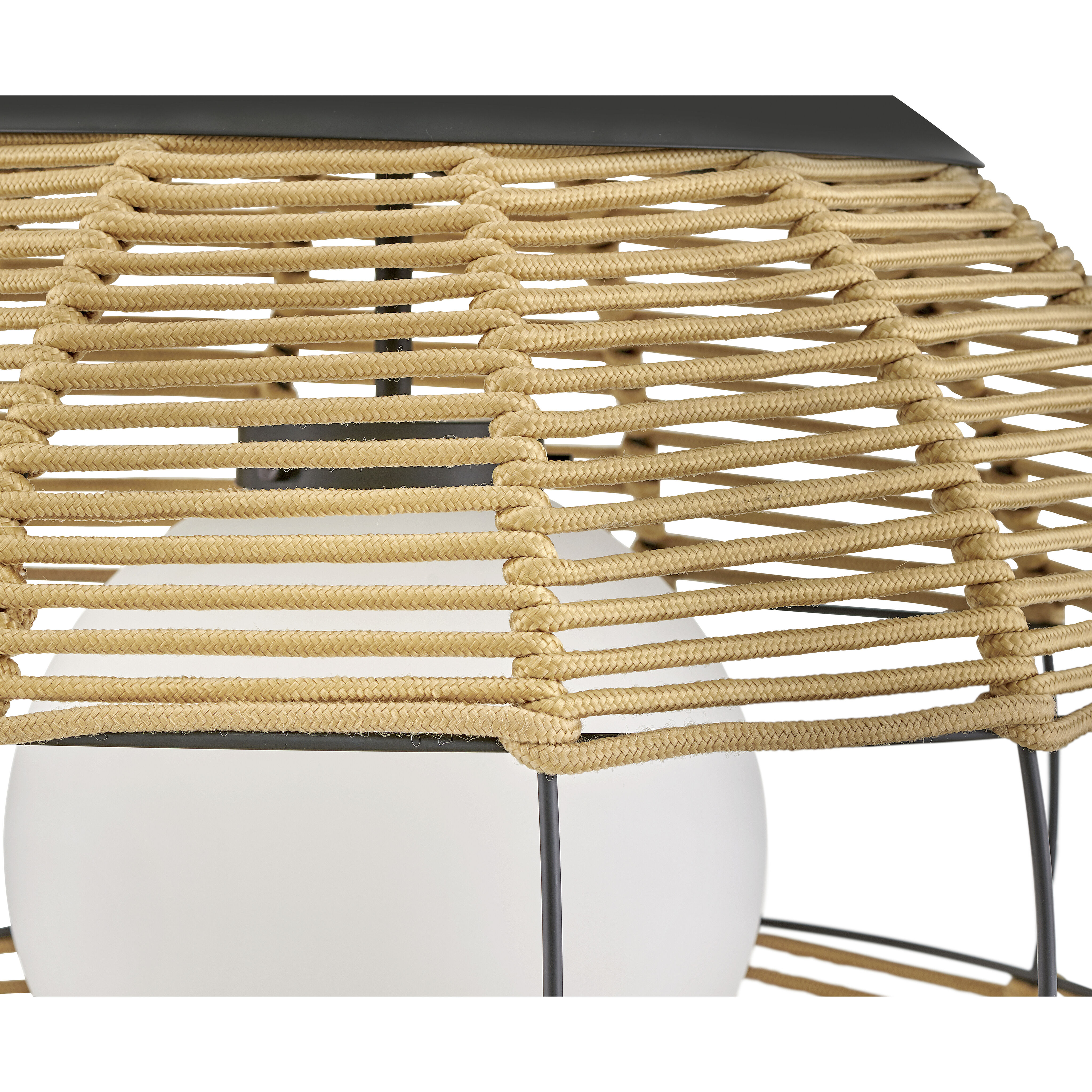 Open Air Maddox 24.25 inch Black Outdoor Pendant in Black / Natural Rattan