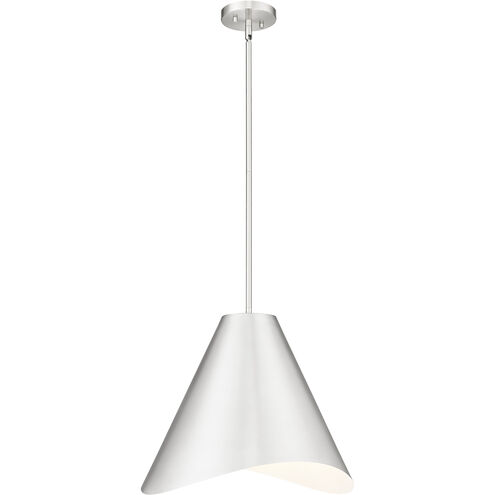 Aria 1 Light 18 inch Brushed Nickel Pendant Ceiling Light in Brushed Nickel & Inner White