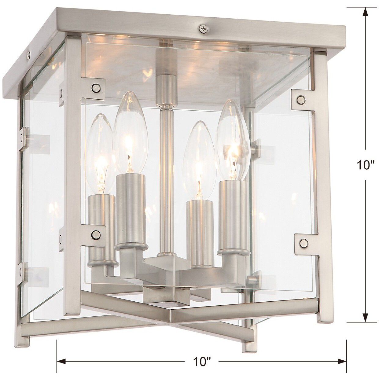 Danbury 4 Light 10 inch Brushed Nickel Flush Ceiling Light
