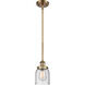 Ballston Small Bell LED 5 inch Brushed Brass Pendant Ceiling Light in Seedy Glass