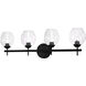Abii 4 Light 29.25 inch Matte Black with Clear Vanity Light Wall Light