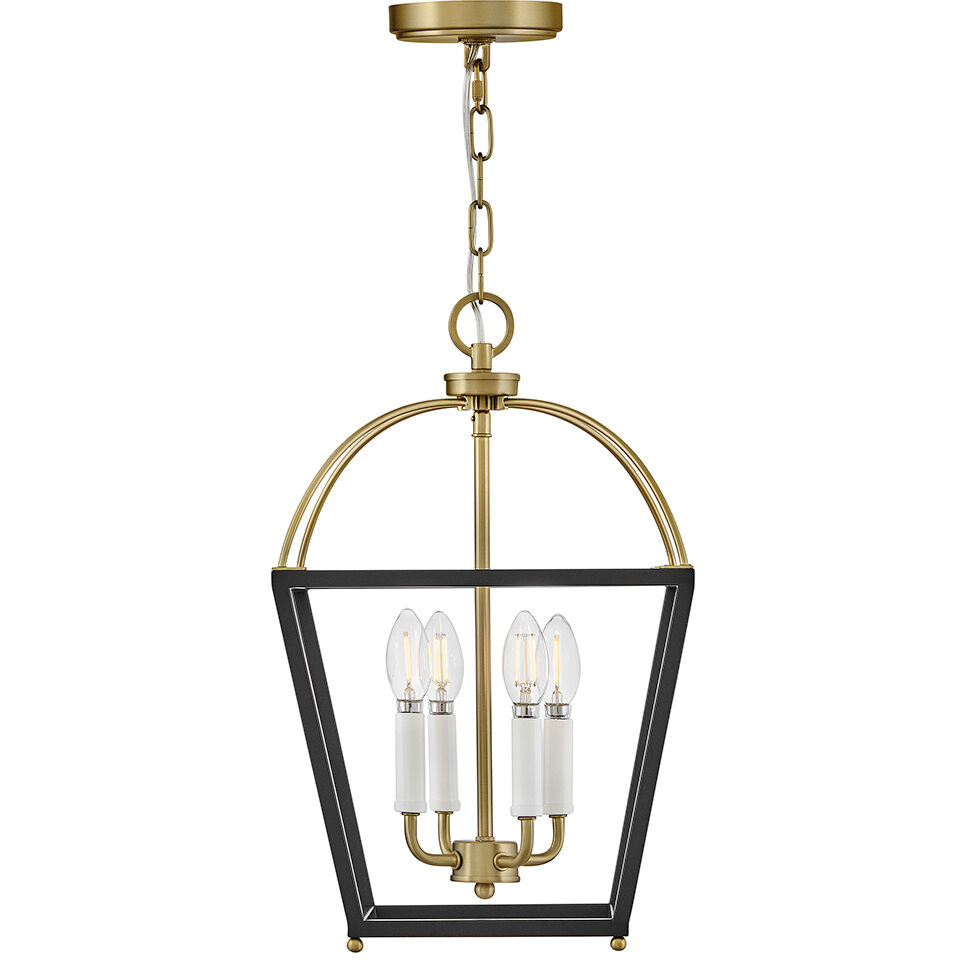 Tate 4 Light 12 inch Black with Lacquered Brass Pendant Ceiling Light