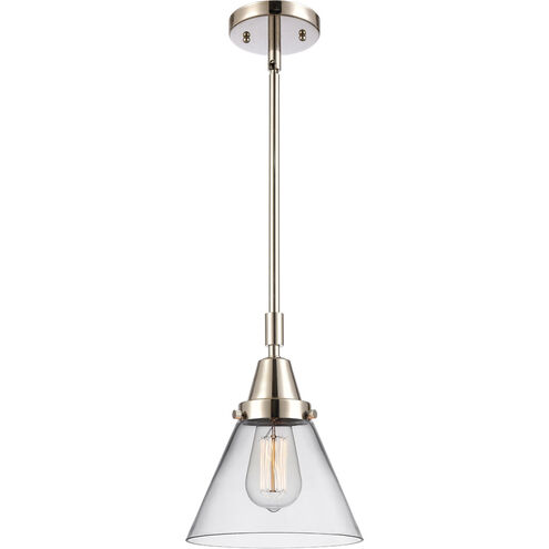 Franklin Restoration Large Cone LED 8 inch Polished Nickel Mini Pendant Ceiling Light in Clear Glass