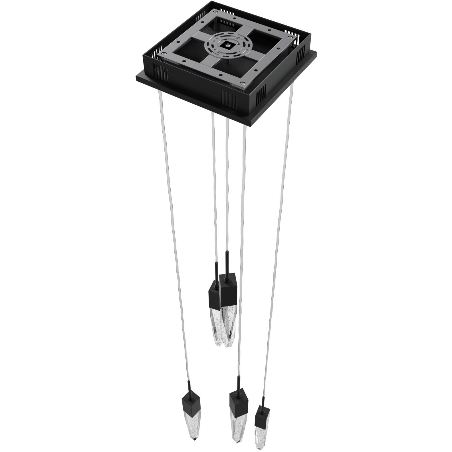 Aspen LED 12 inch Black Multi Port Pendant Ceiling Light in Bubbled