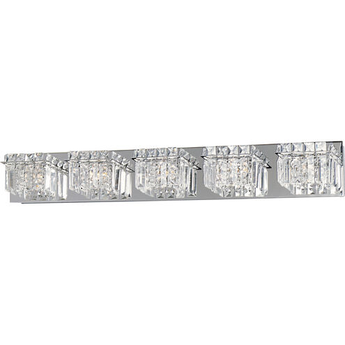 Milford 5 Light 34.25 inch Polished Chrome Bath Vanity Light Wall Light