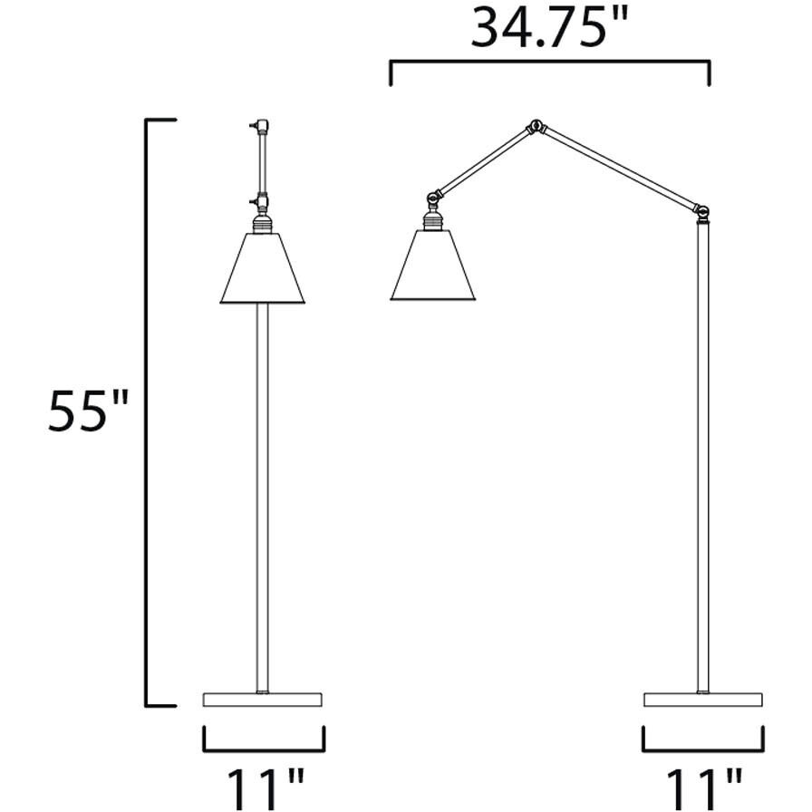 Library 55 inch 100 watt Black Floor Lamp Portable Light